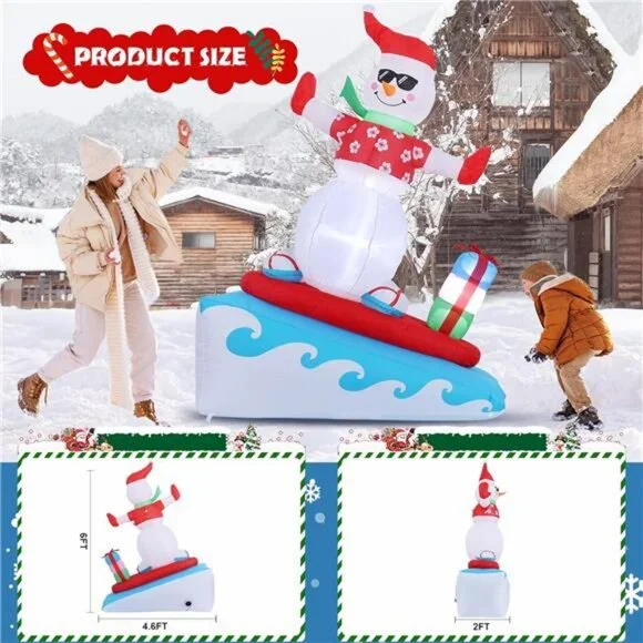 Inflatable Christmas Decorations Outdoor, 6FT Inflatable Snowman with LED Lights